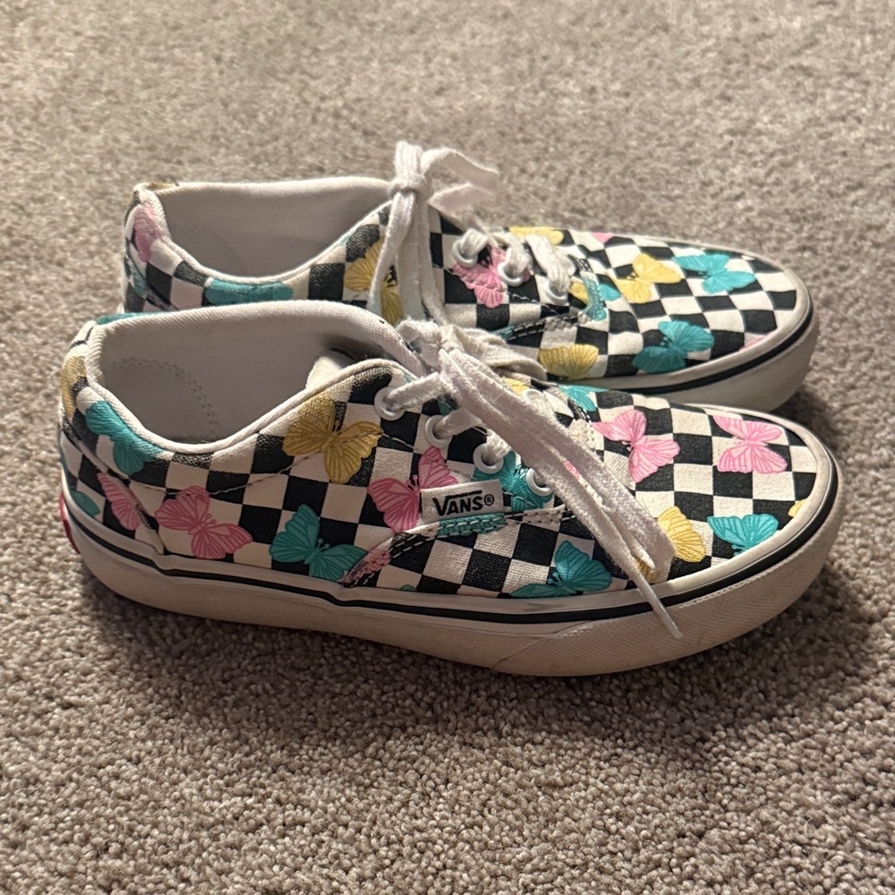 Vans Kids Sneakers with Checkered and Butterfly Design